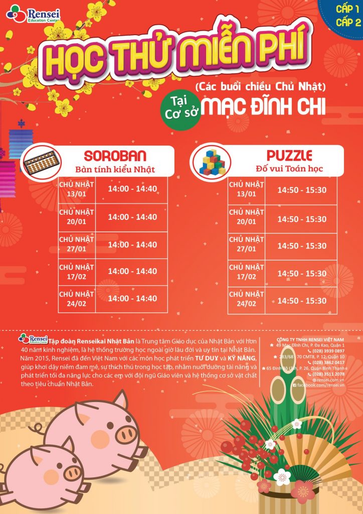 LỊCH HỌC THỬ MIỄN PHÍ